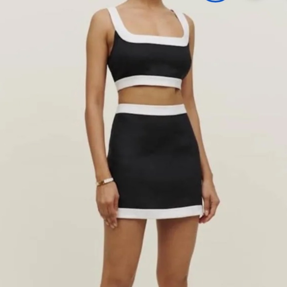 7 For All Mankind Black and White Skirt and Tank Set